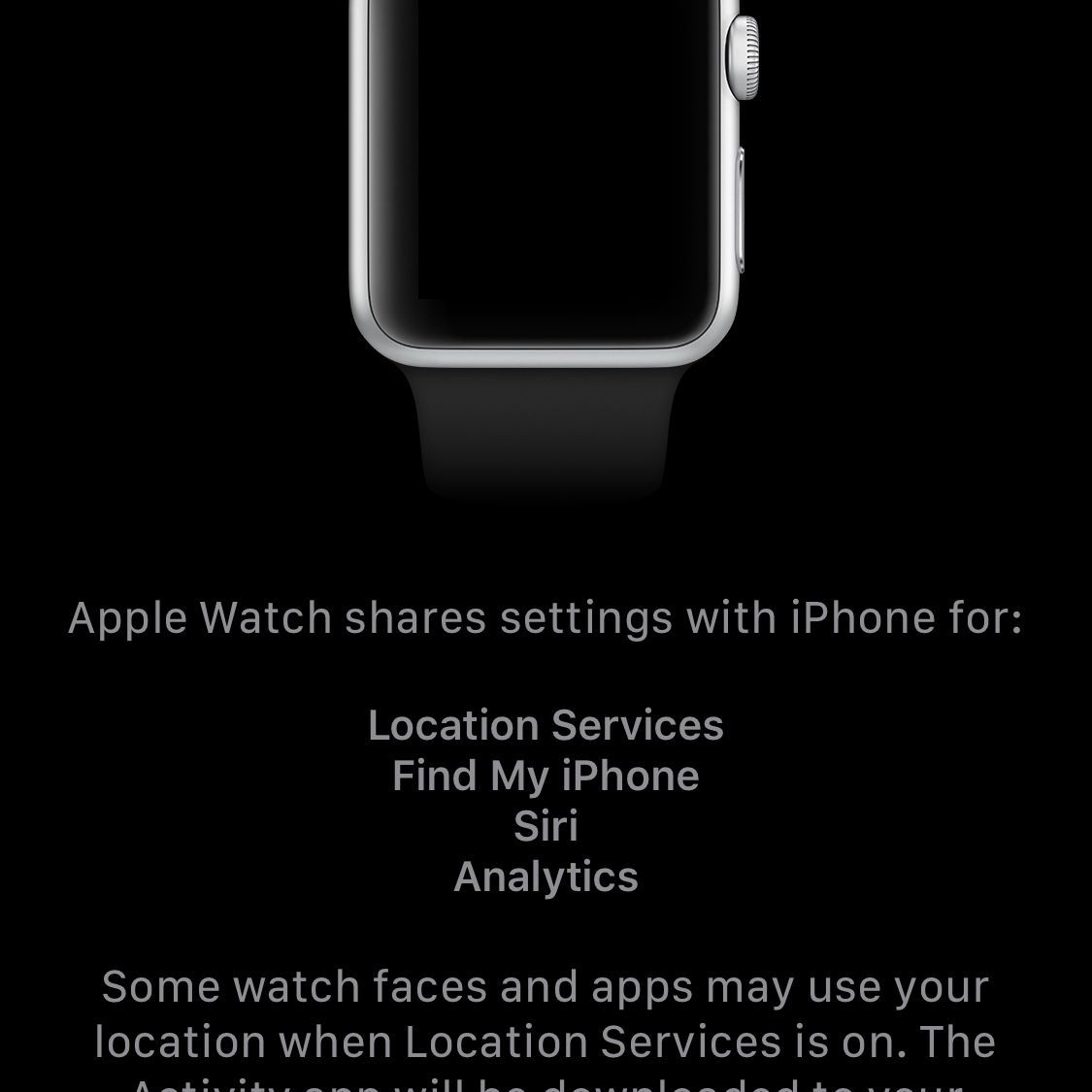 Снимок экрана экрана общих настроек Apple Watch