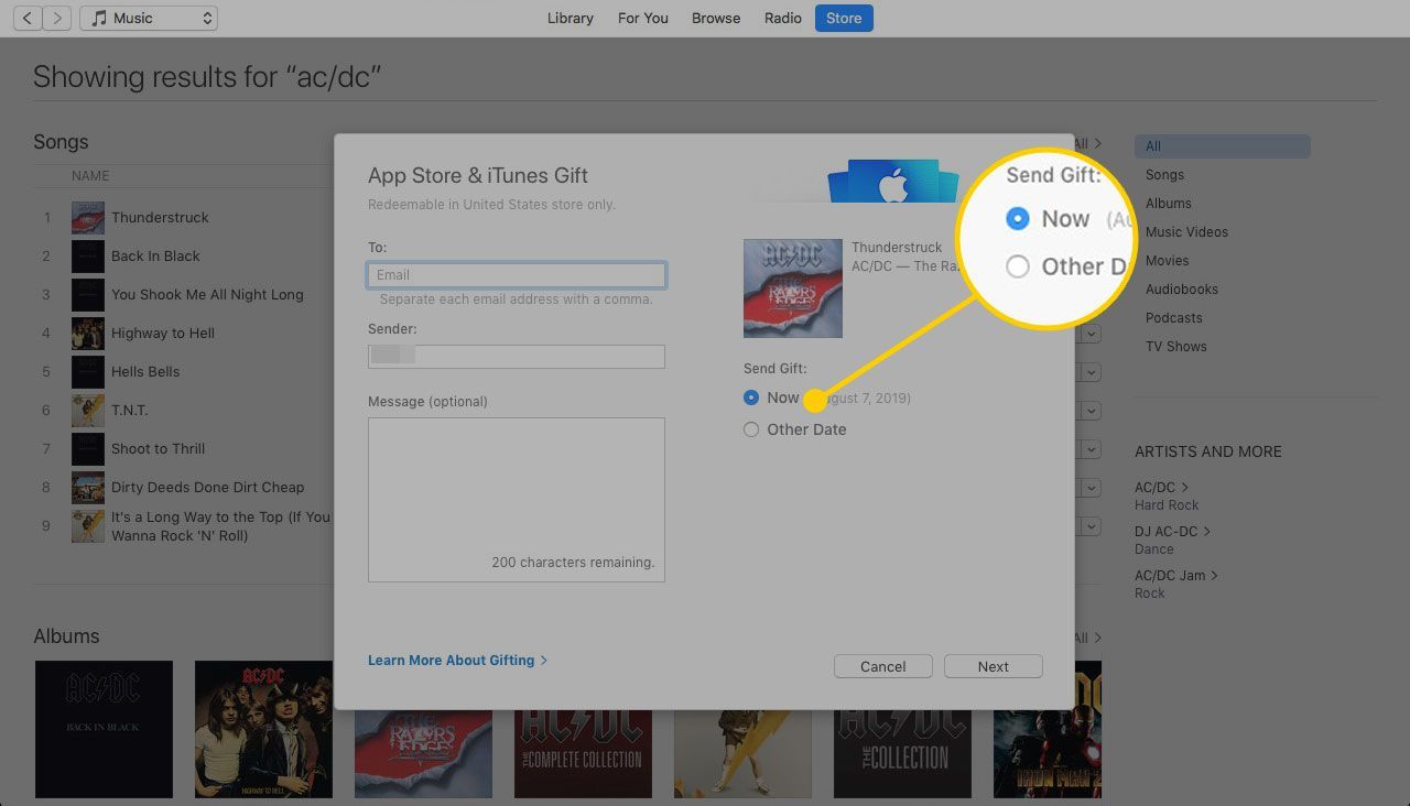 Экран магазина подарков в App Store с выделенными параметрами времени доставки