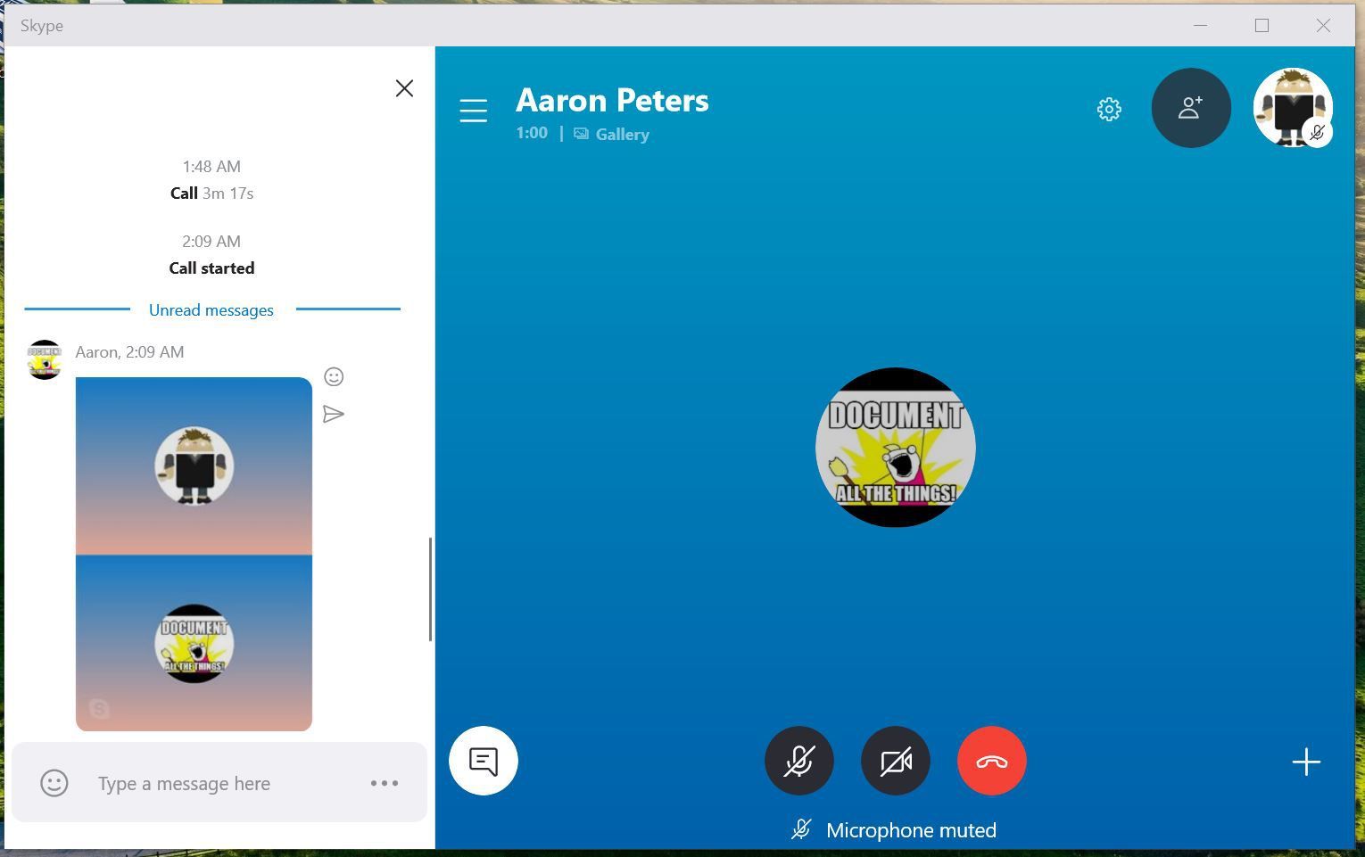 Добавление своего мобильного снимка в текстовый чат Skype.
