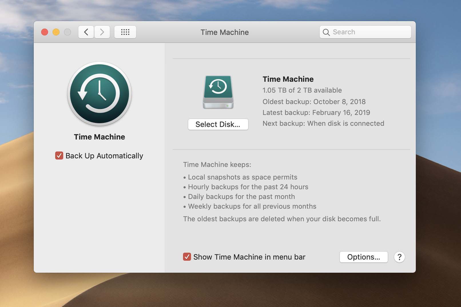 Скриншот Apple Time Machine