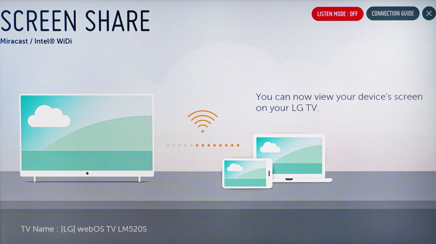 Опция совместного использования экрана LG Smart TV