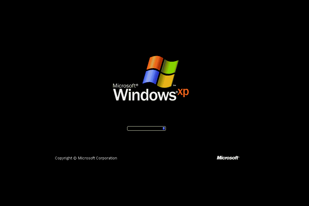 Снимок экрана заставки Windows XP Professional