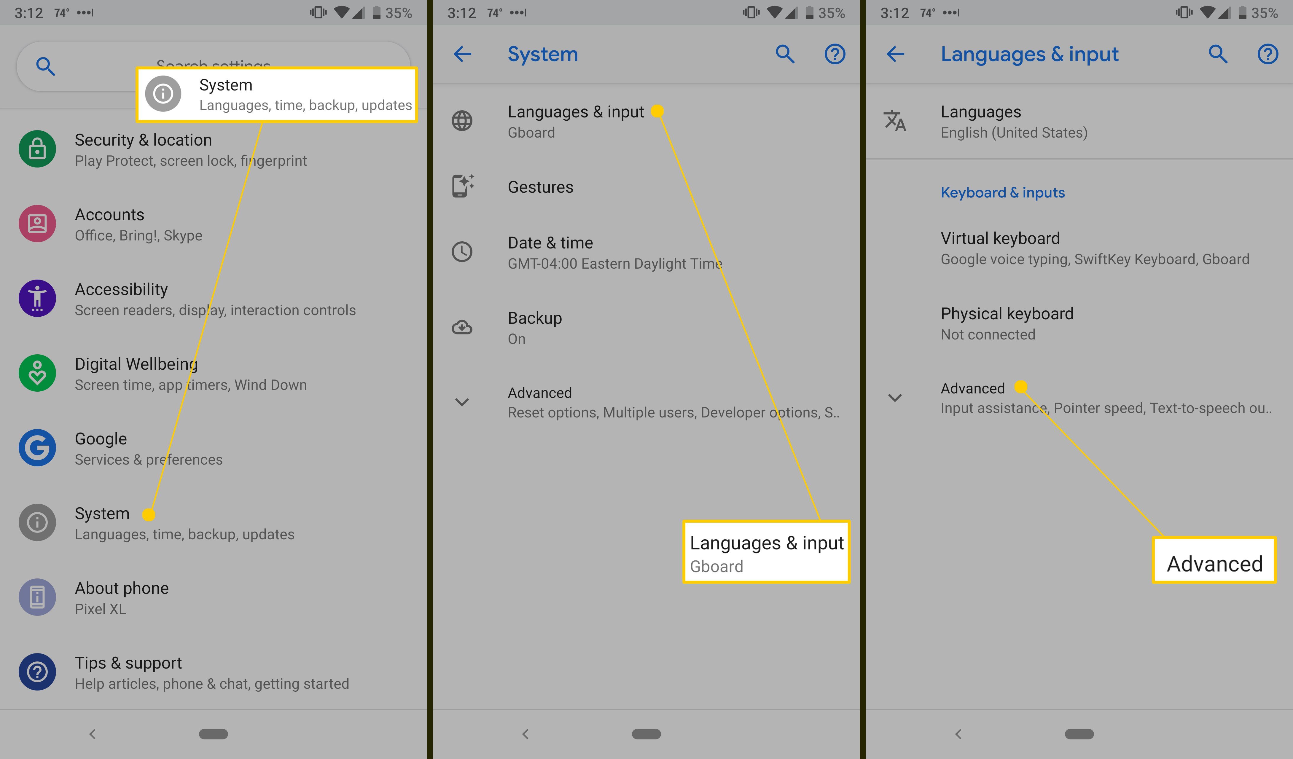 Android язык и настройки ввода.