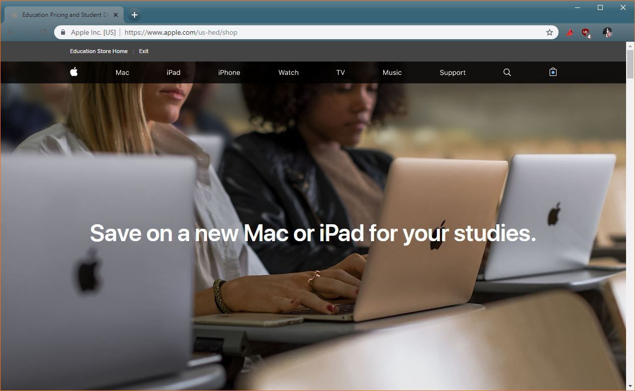 Скриншот Apple Education Store.