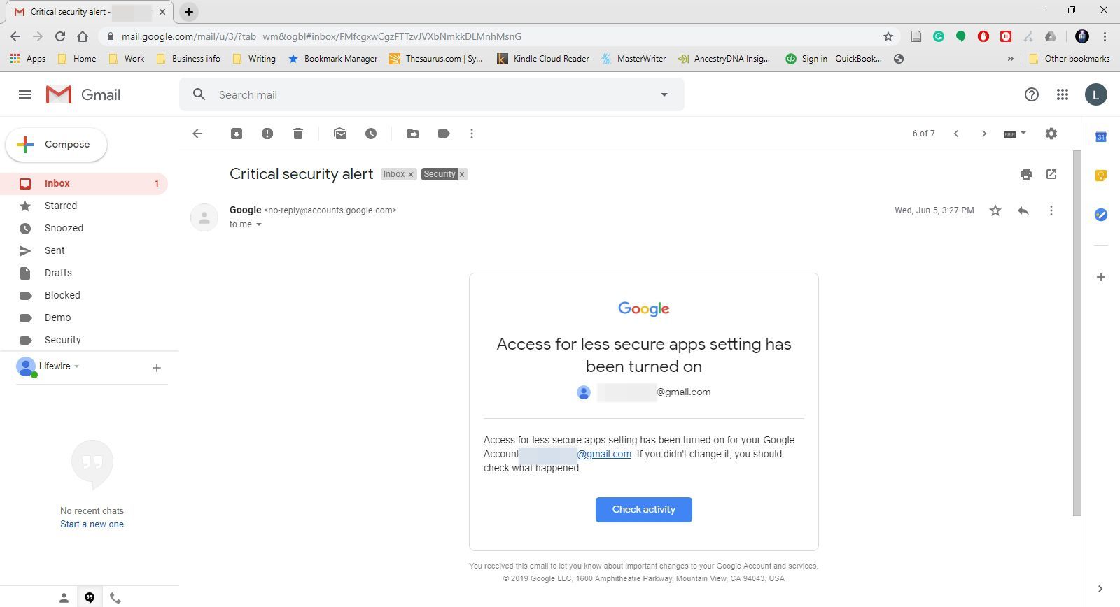 Снимок экрана, показывающий, как удалить ярлык Gmail из электронного письма