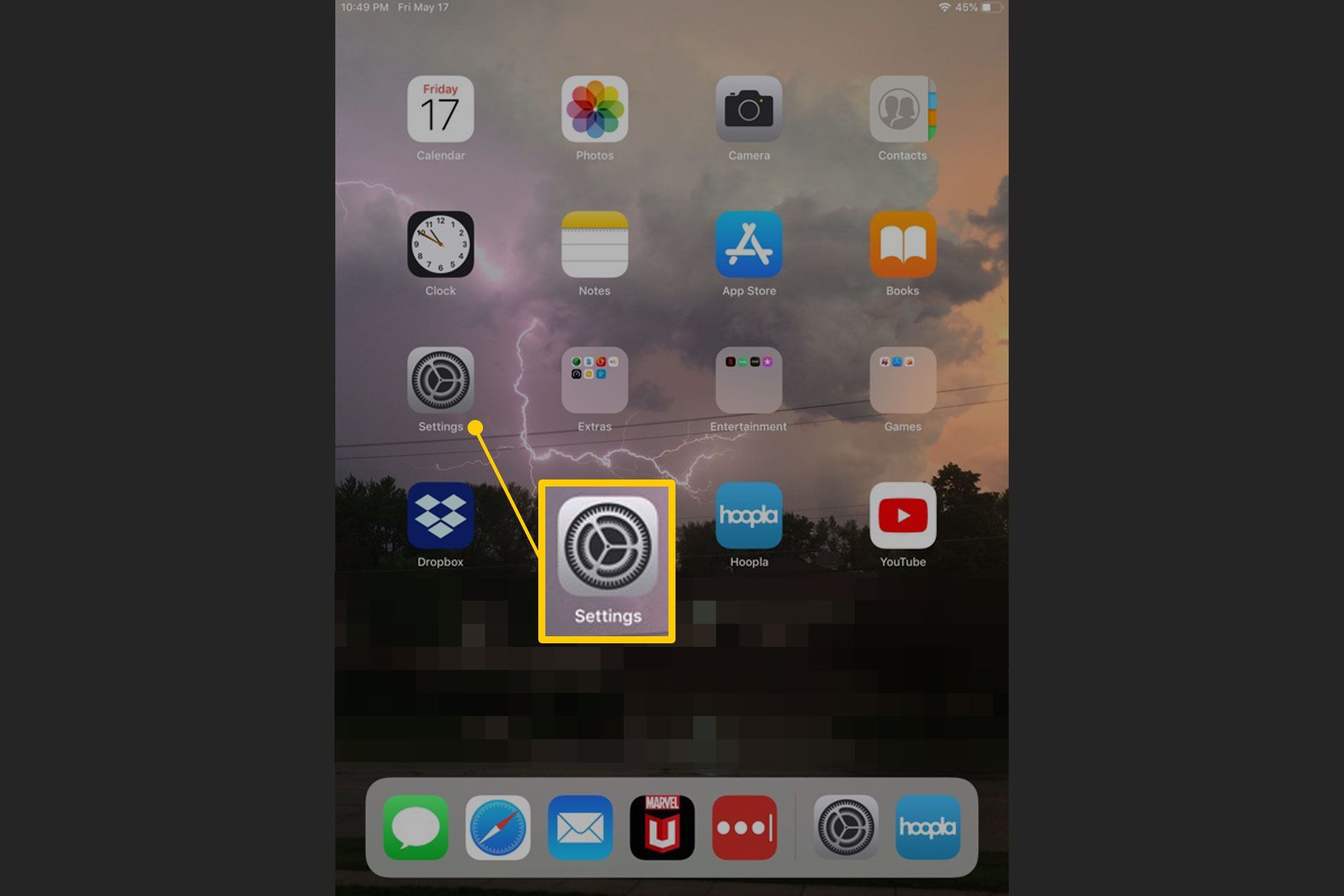 Приложение настроек на iPad