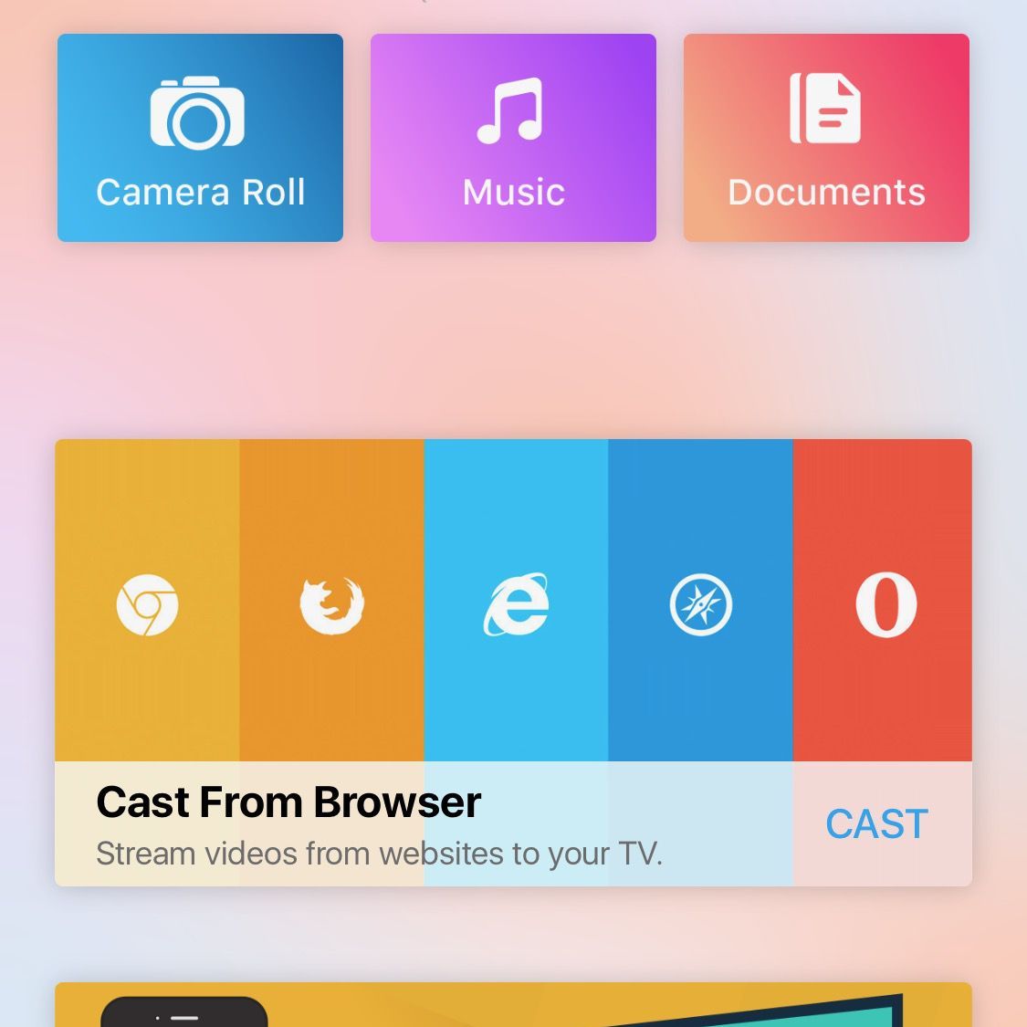 Снимок экрана Chromecast для iOS