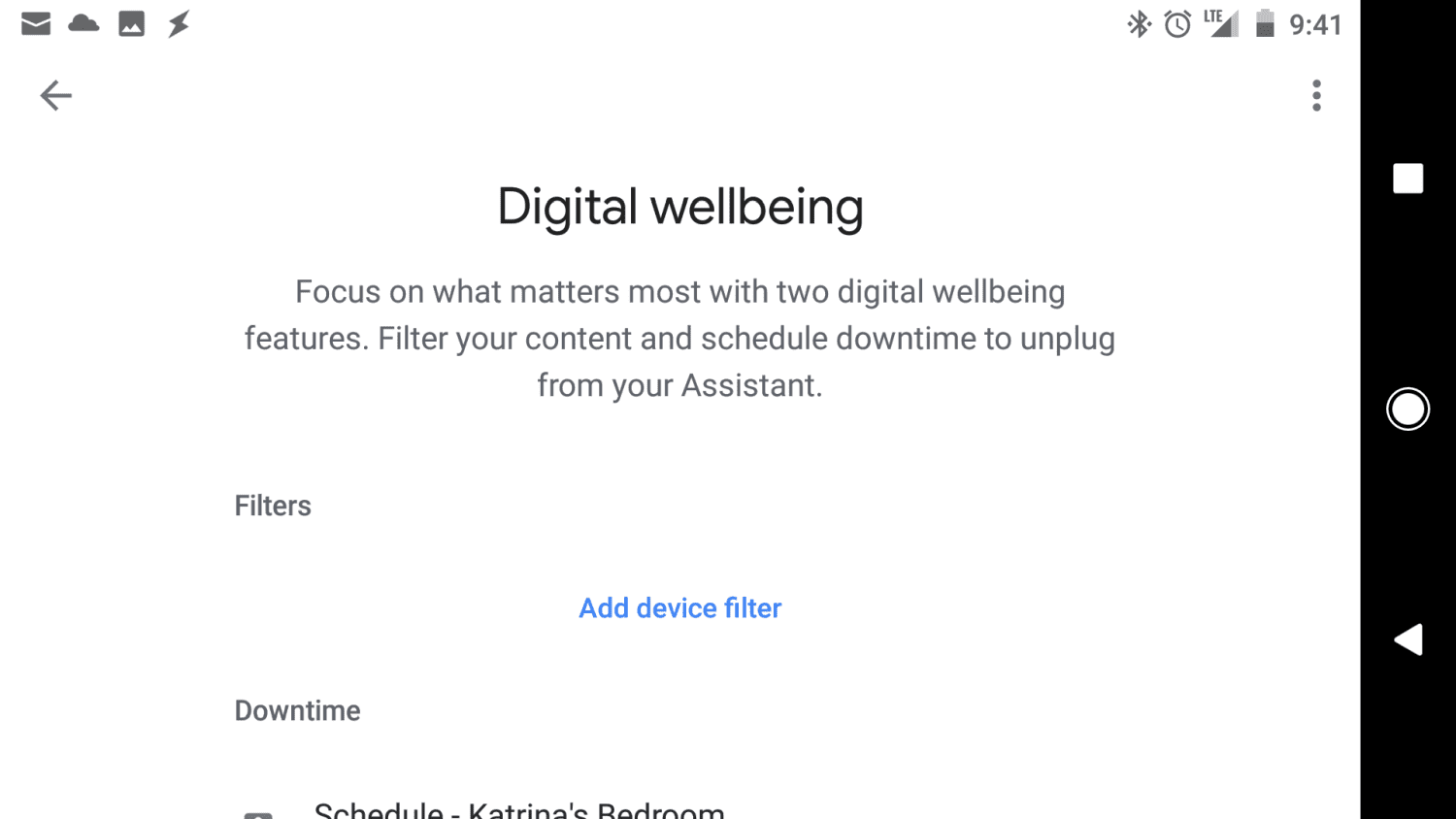 Снимок экрана: Digital Wellbeing Добавить фильтр устройства