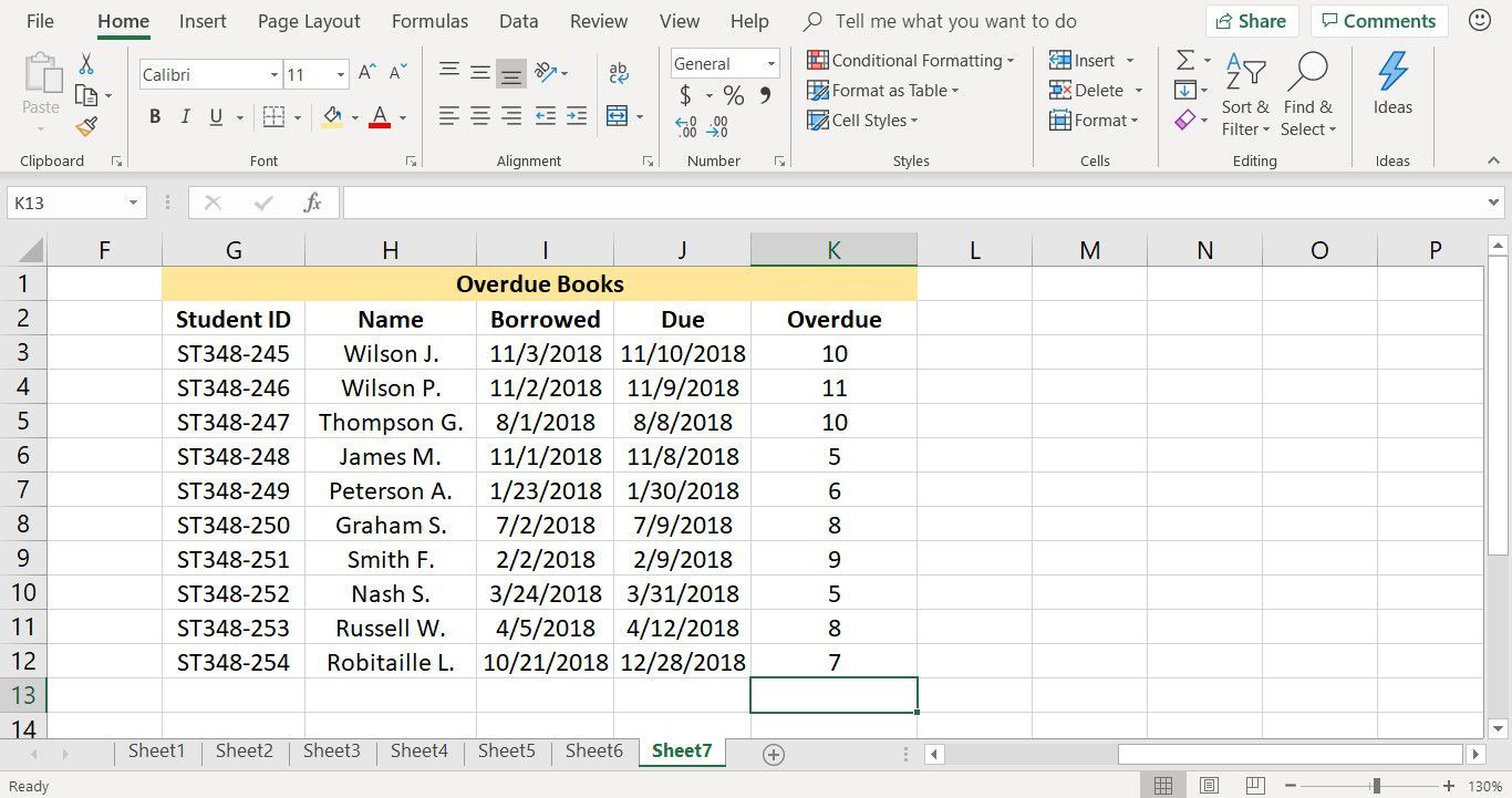 Снимок экрана, показывающий данные, которые можно отсортировать по дате в Excel