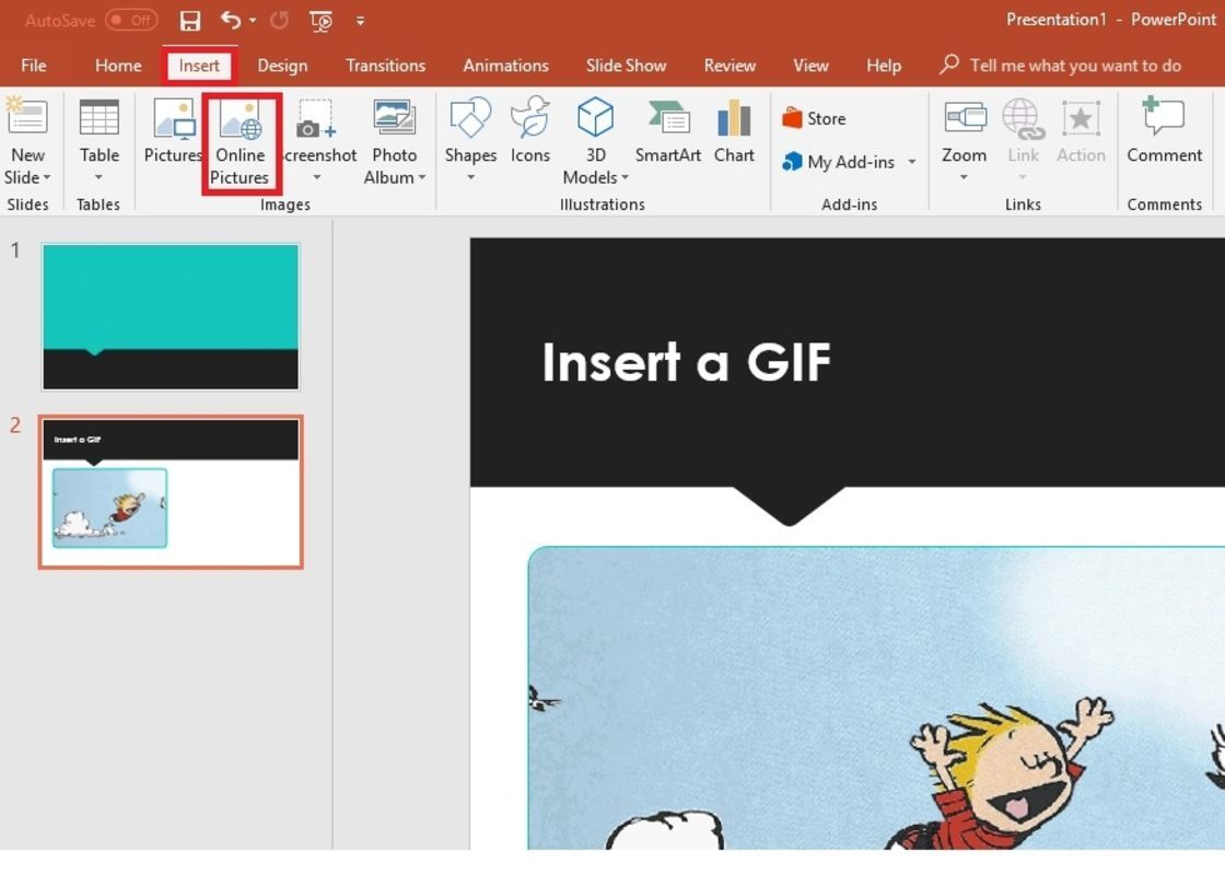 Вставьте GIF из веб-презентации PowerPoint