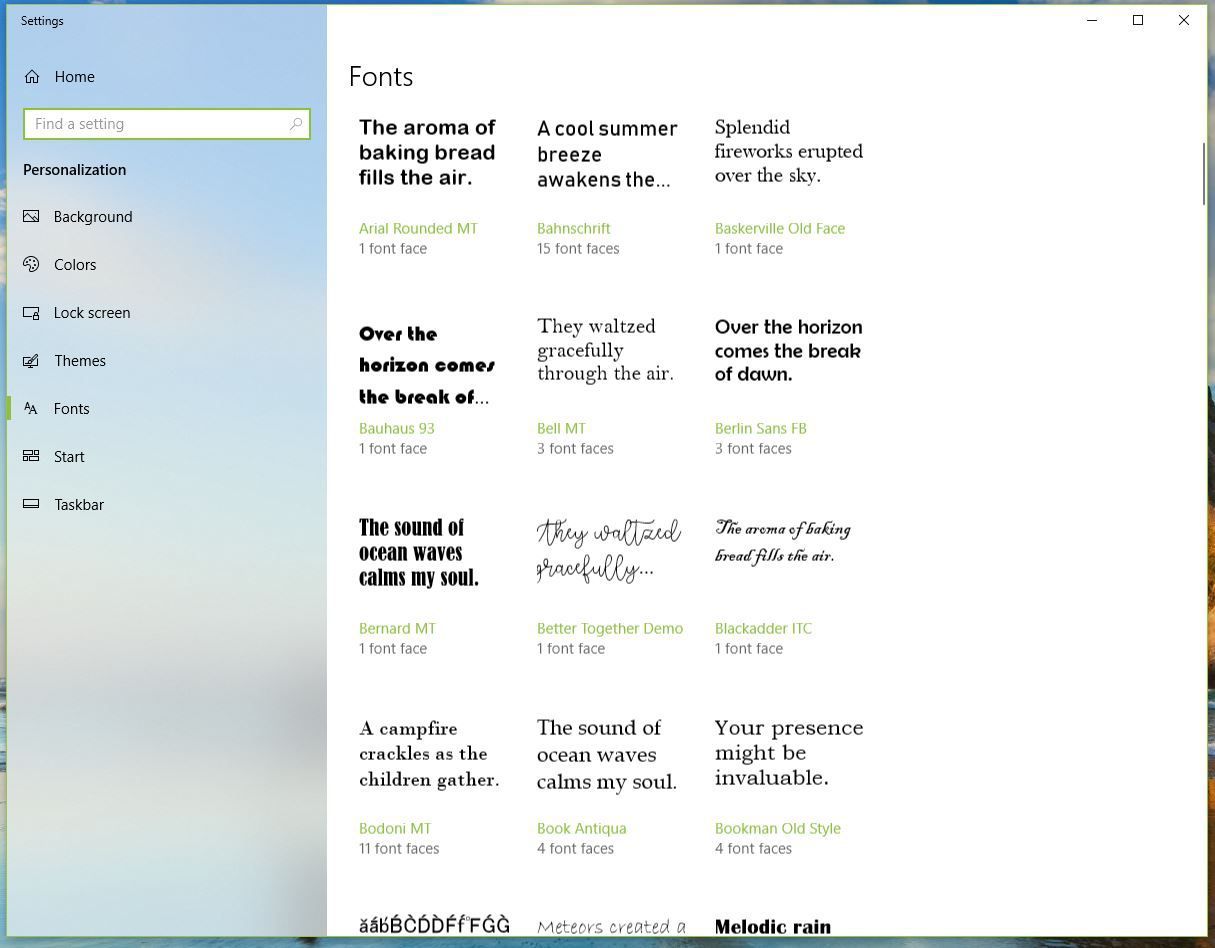 Скриншот папки Fonts