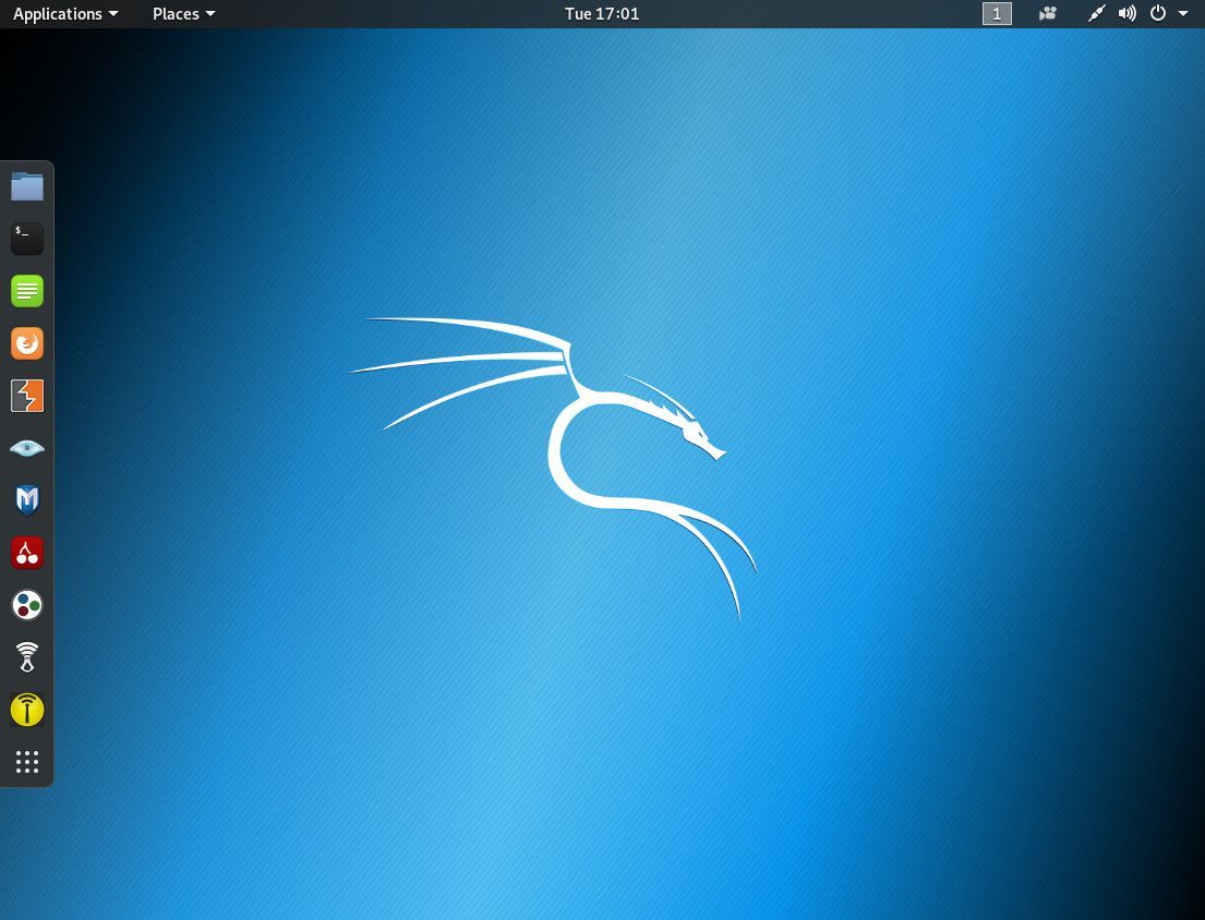 Скриншот рабочего стола Kali Linux.