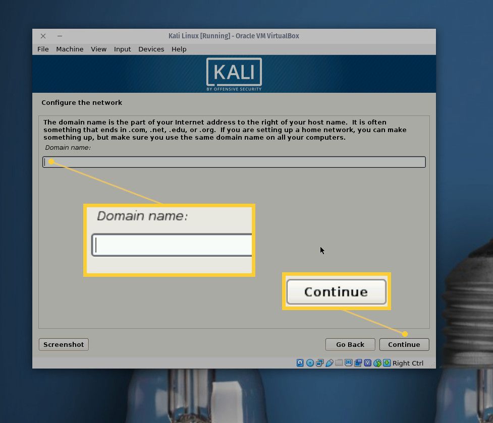 Снимок экрана: окно конфигурации доменного имени.