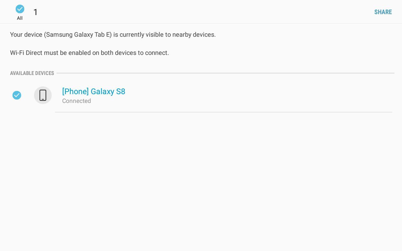 Снимок экрана, показывающий доступные устройства Wi-Fi Direct в Android Nougat.