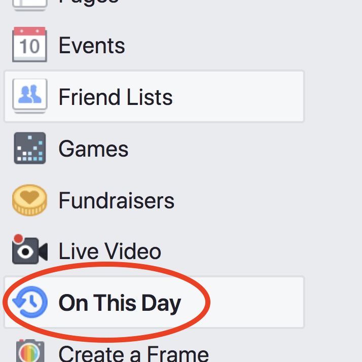 снимок экрана с функцией «В этот день», которая управляет воспоминаниями Facebook.