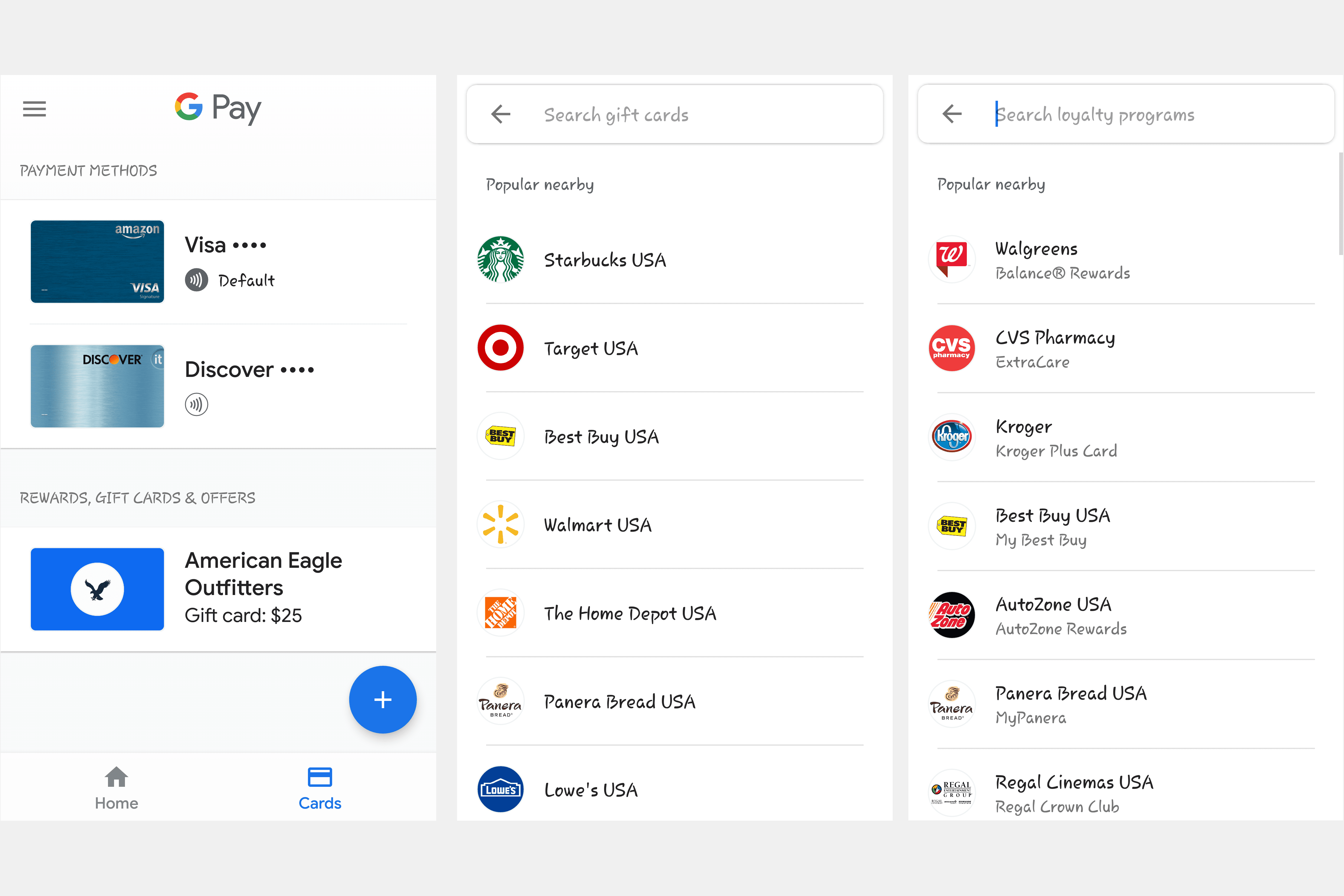 Снимок экрана приложения Google Pay для Android