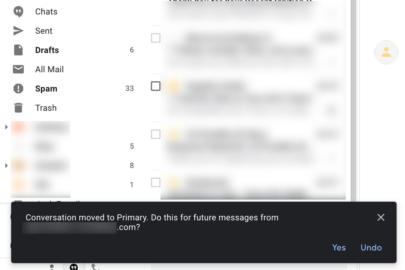 Сделайте это для будущих сообщений? в Gmail