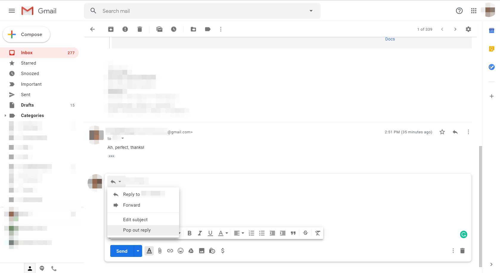 Gmail с функцией ответа
