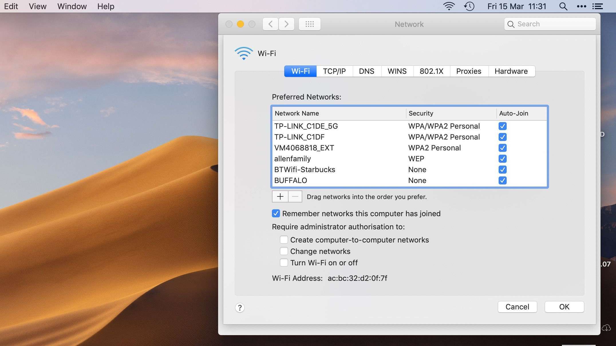 Сетевая панель в macOS Системные настройки