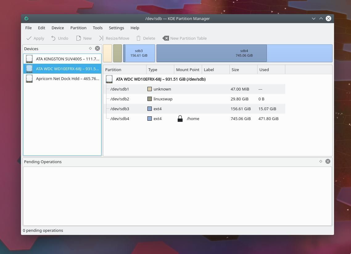 KDE Partition Manager в Linux