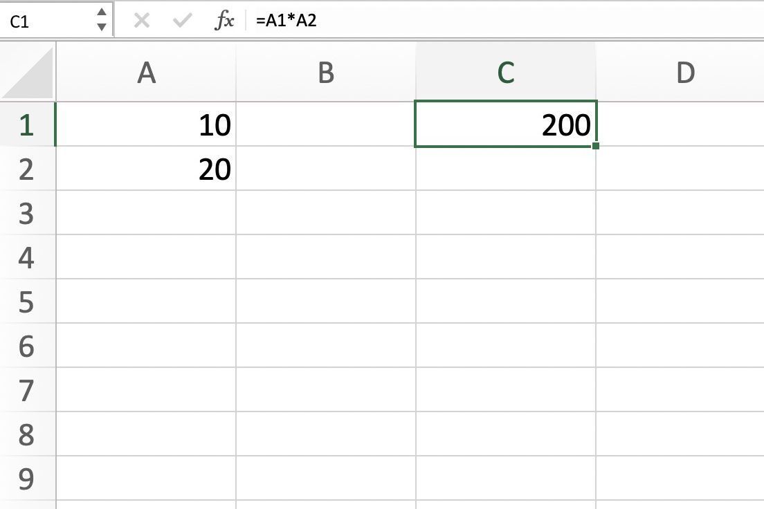 Снимок экрана Excel, показывающий правильные результаты для нашей формулы