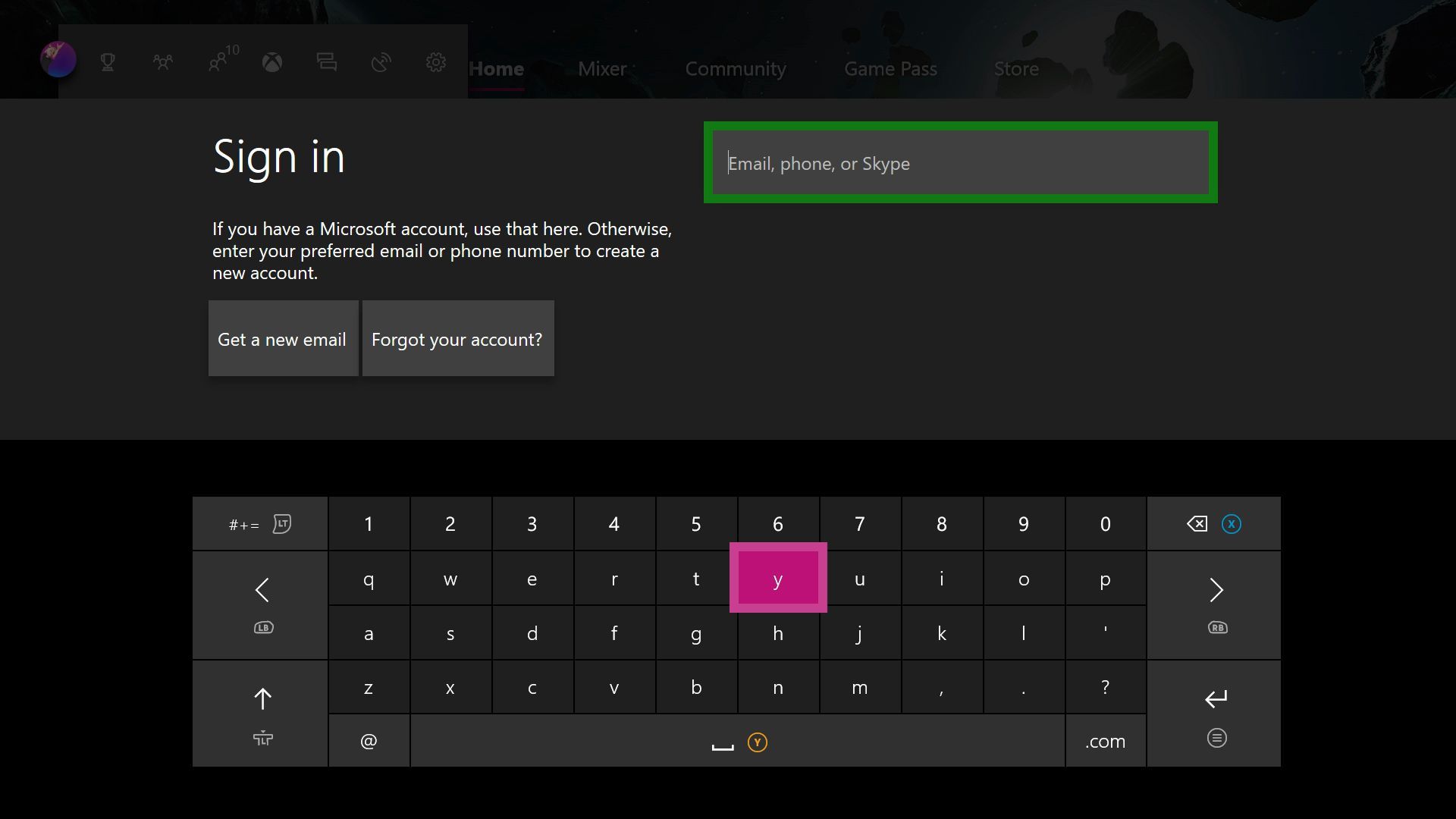 Создание учетной записи Xbox на консоли Xbox One.