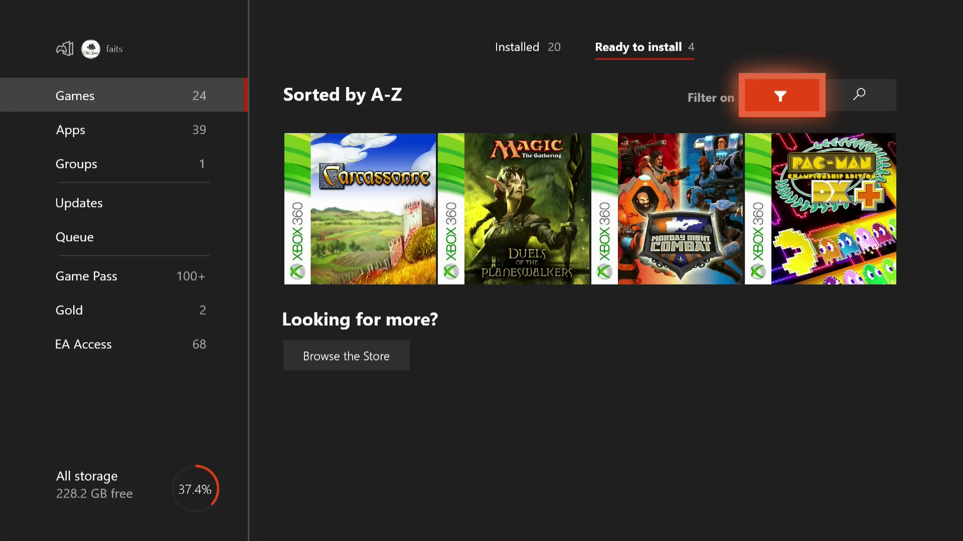 Скриншот обратно совместимых игр на Xbox One.