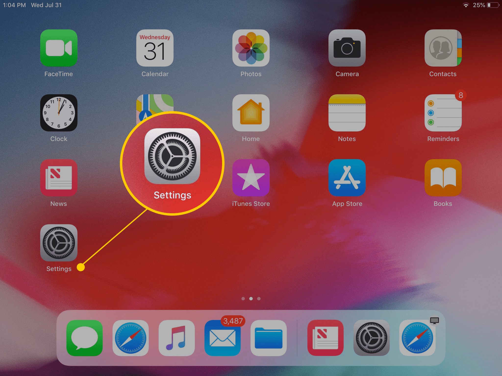 Значок приложения настроек на iPad
