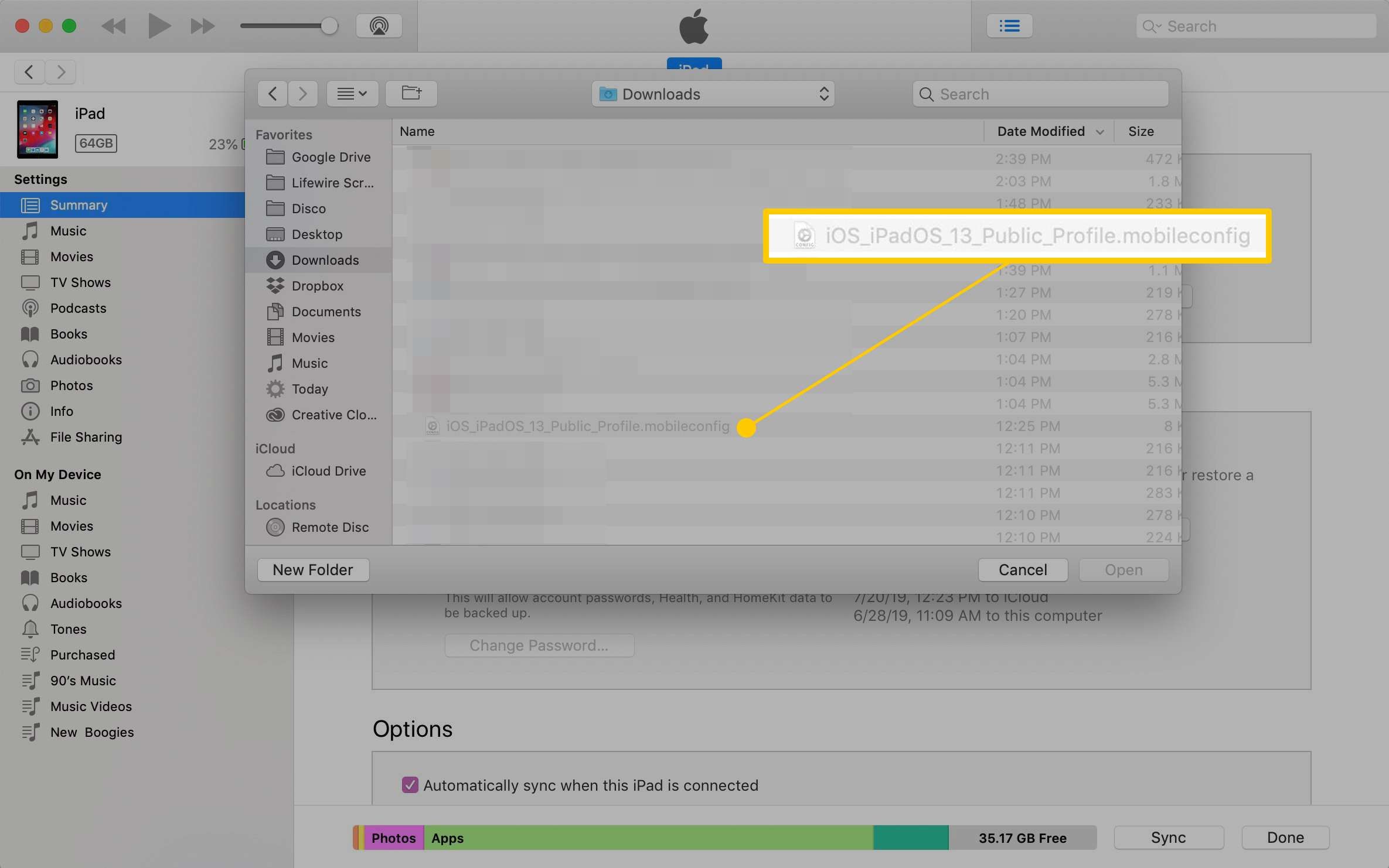 файл mobileconfig в macOS для iTunes