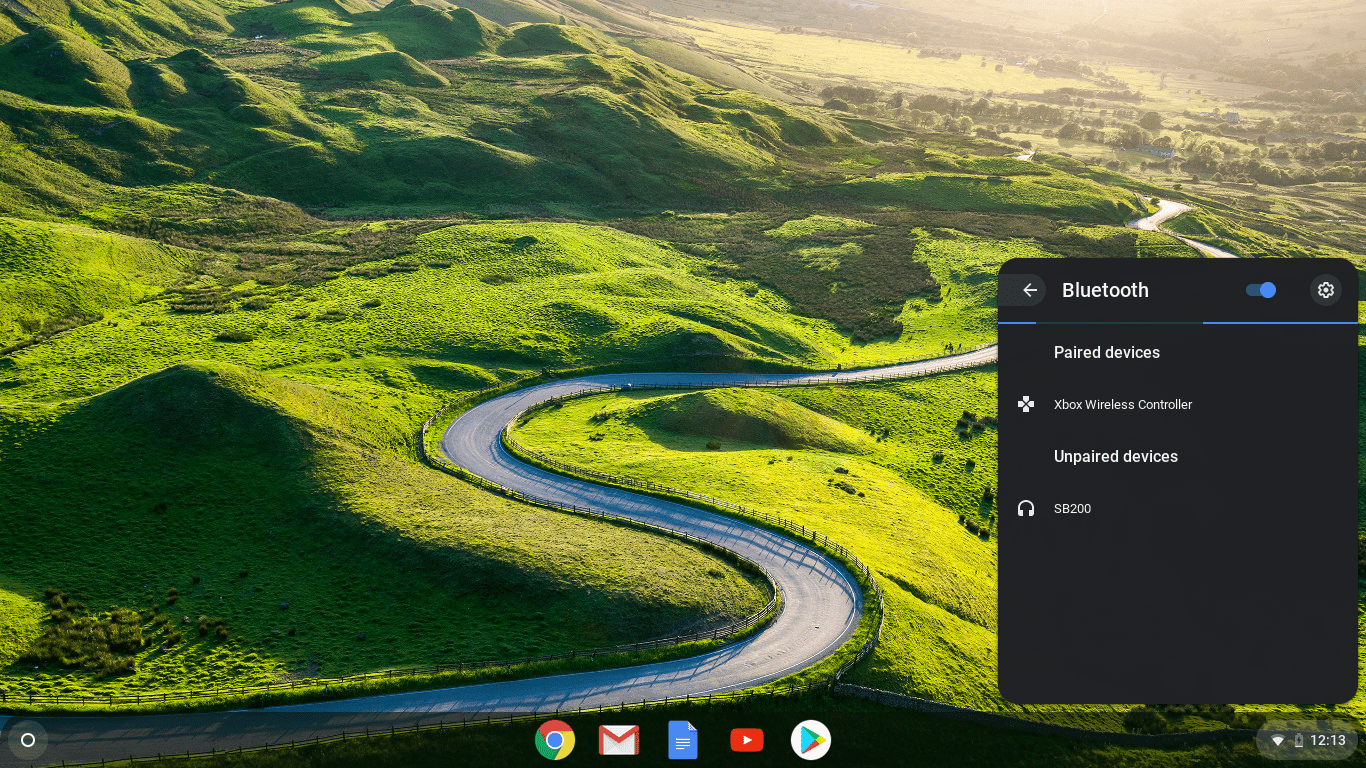 Скриншот меню Chrome OS Bluetooth.
