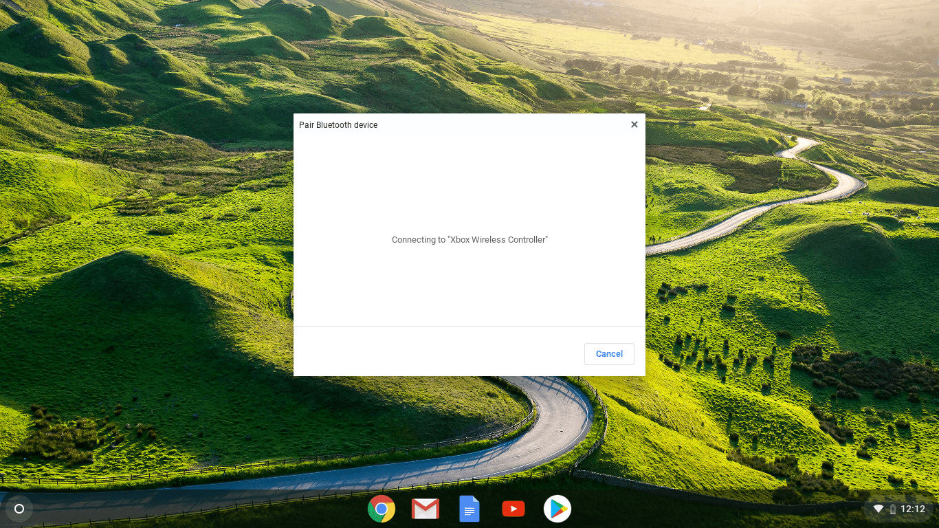 Снимок экрана функции сопряжения Bluetooth на Chromebook.