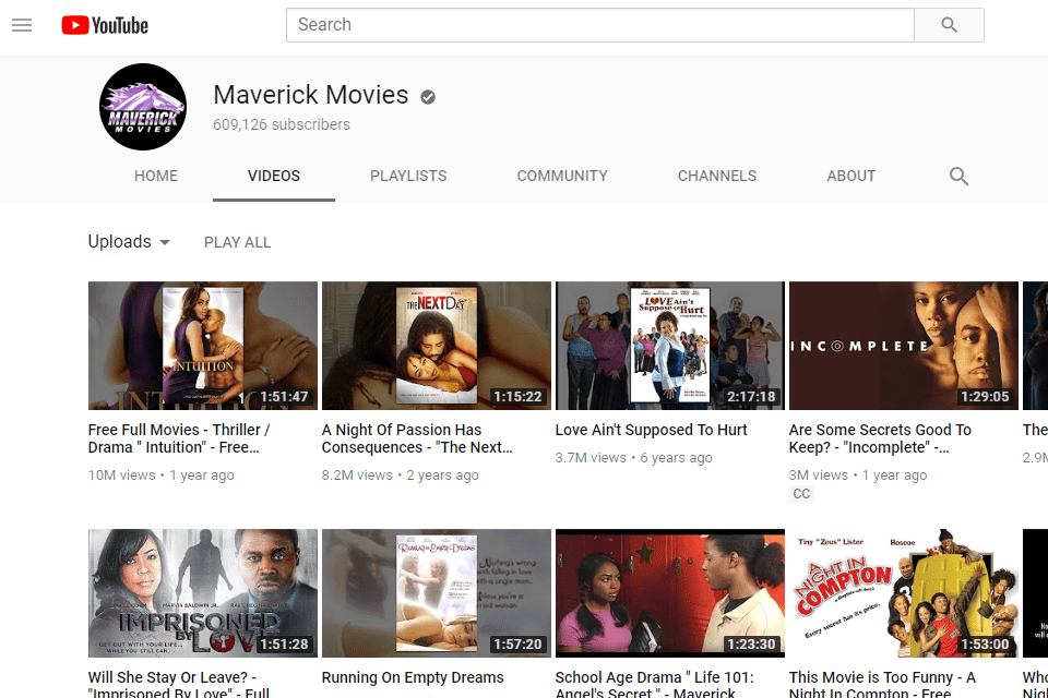 Maverick Movies бесплатные фильмы на YouTube