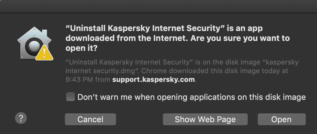 Запустите файл Kaspersky .dmg.