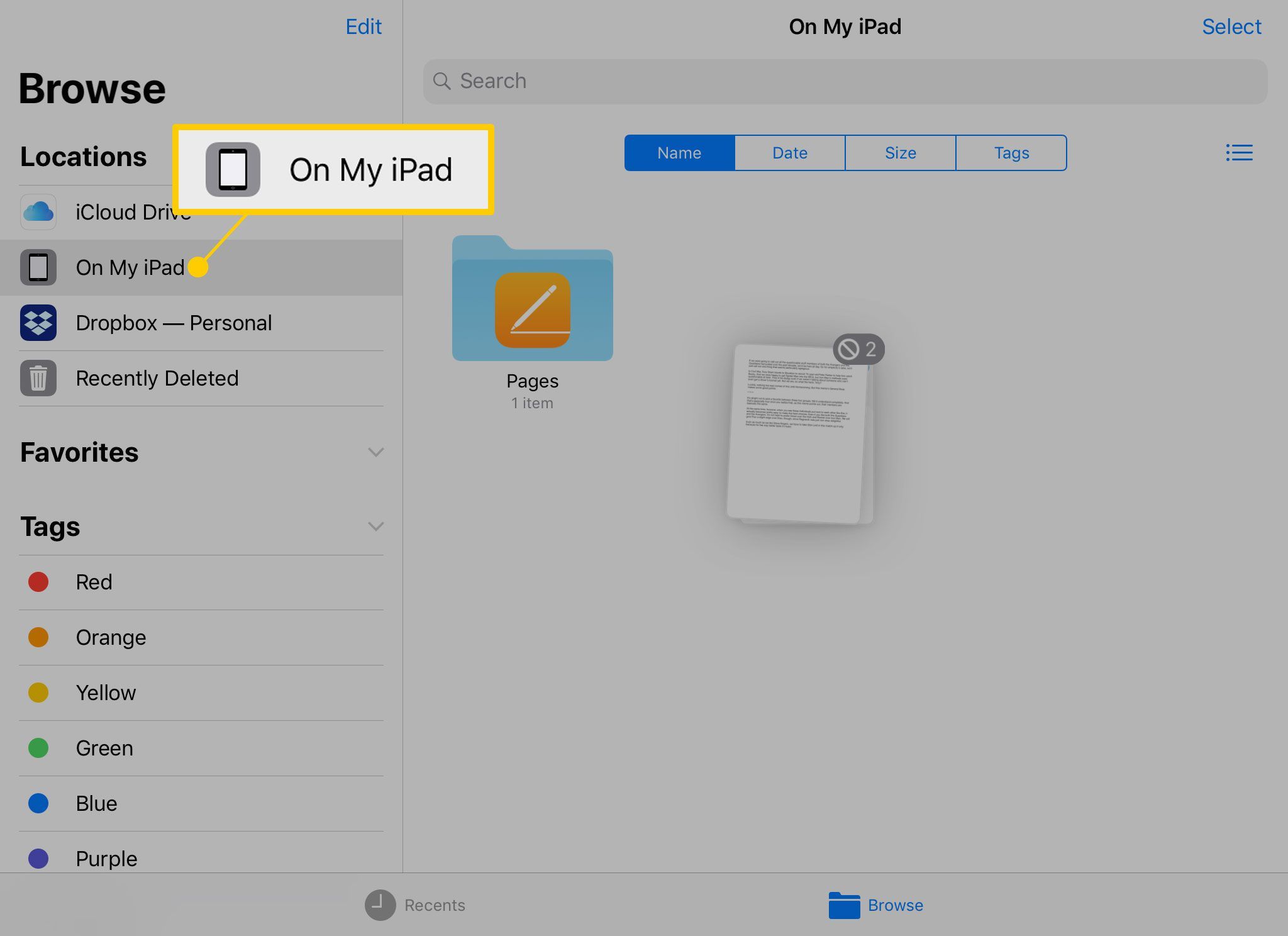 Приложение «Файлы» на iPad