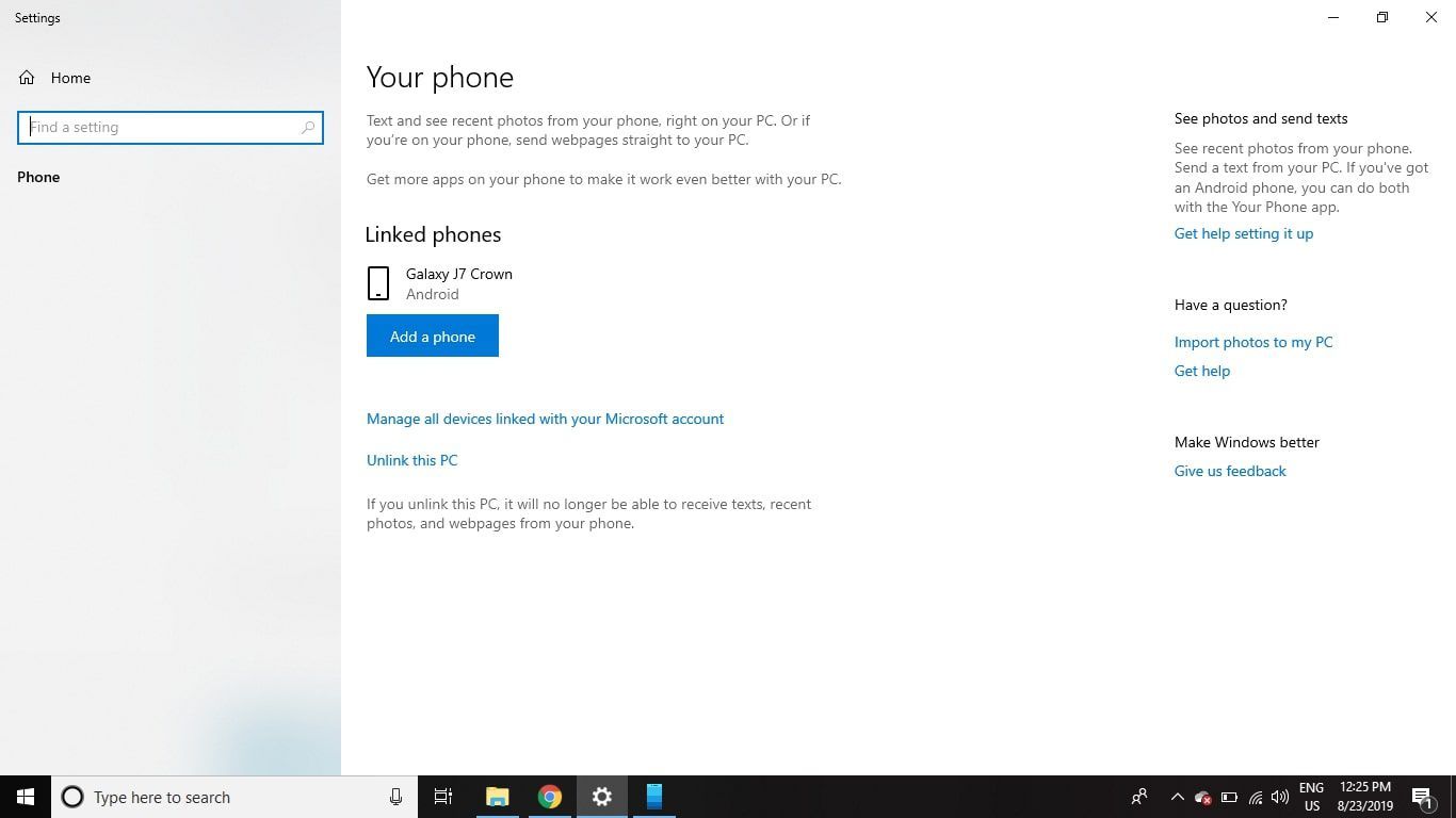 В Edge для Windows 10 вы должны увидеть свой номер телефона, указанный в списке «Телефоны».