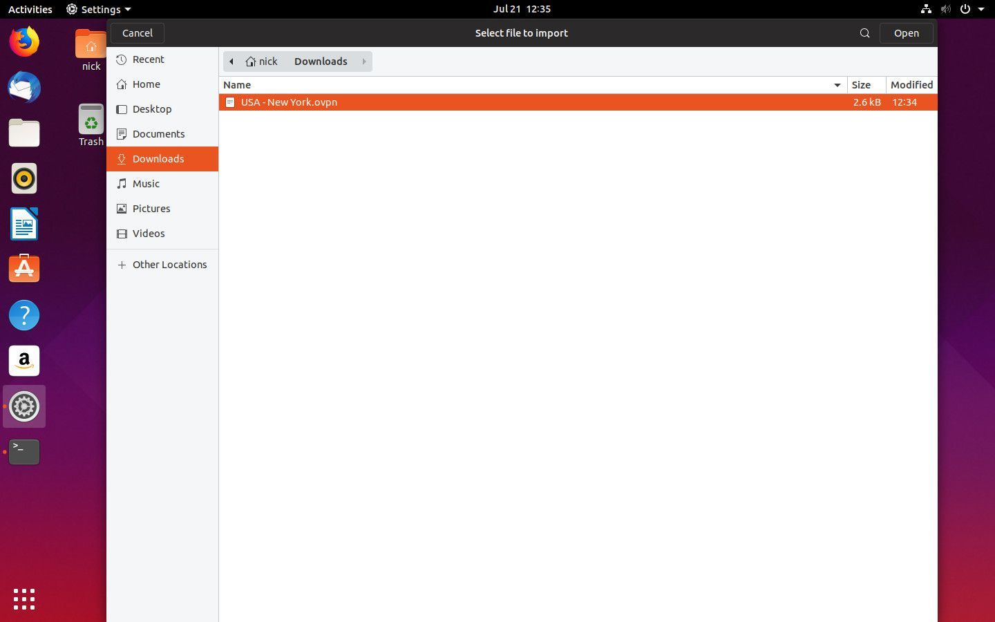 Ubuntu GNOME перейдите к настройке VPN