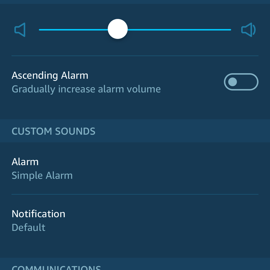 настройки звука будильника в приложении alexa