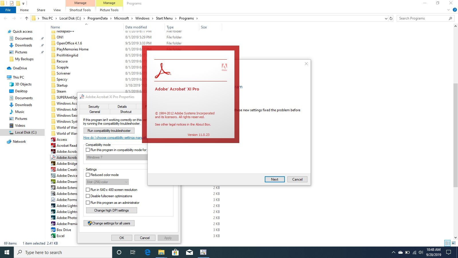 Adobe Pro запускается после тестирования в Windows 10.