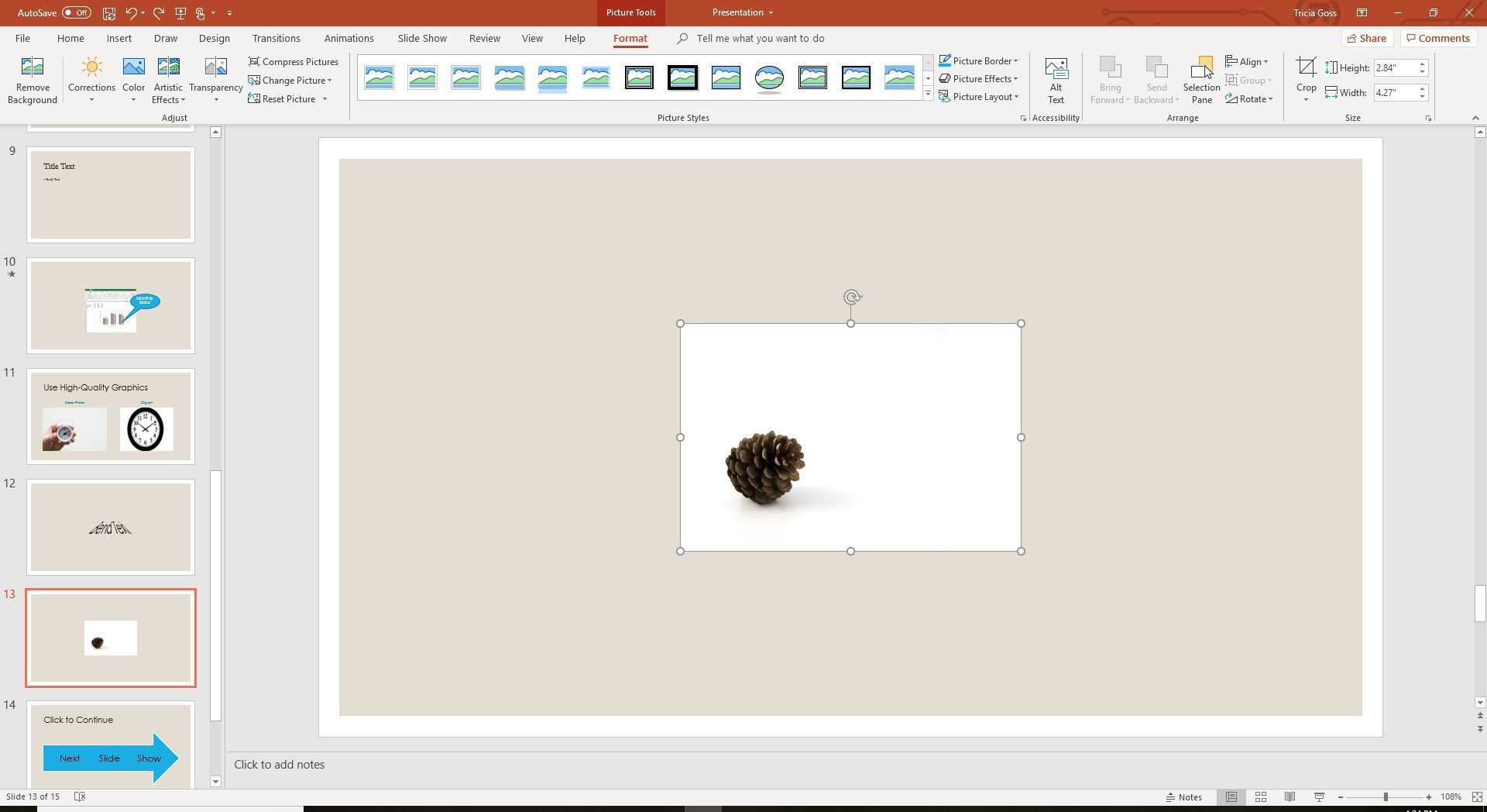 Вкладка «Формат изображения» на скриншоте PowerPoint