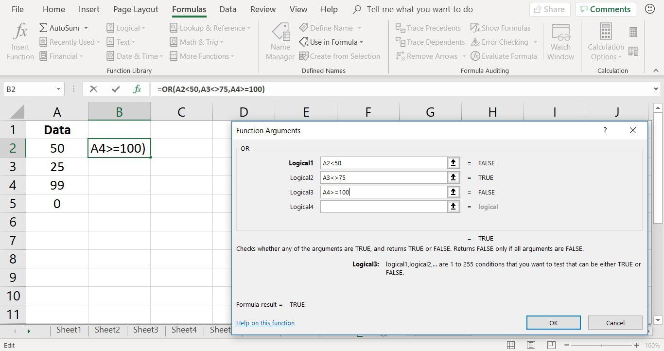 Снимок экрана, показывающий, как создать формулу для проверки нескольких условий в Excel