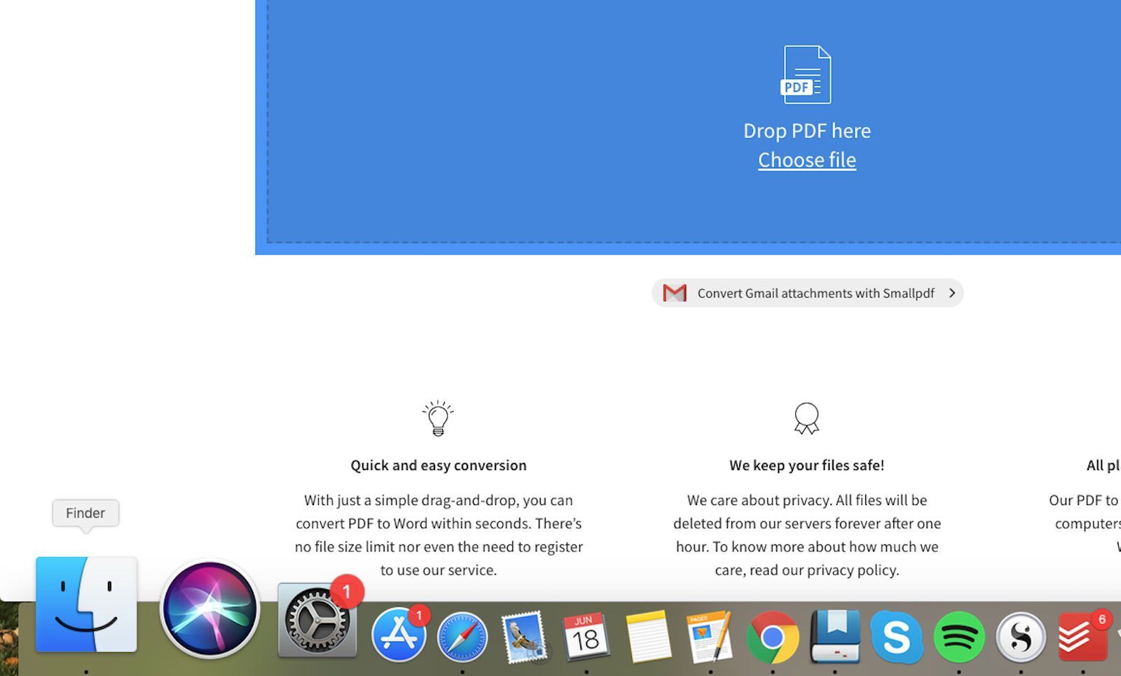 Снимок экрана приложения Finder для Mac.