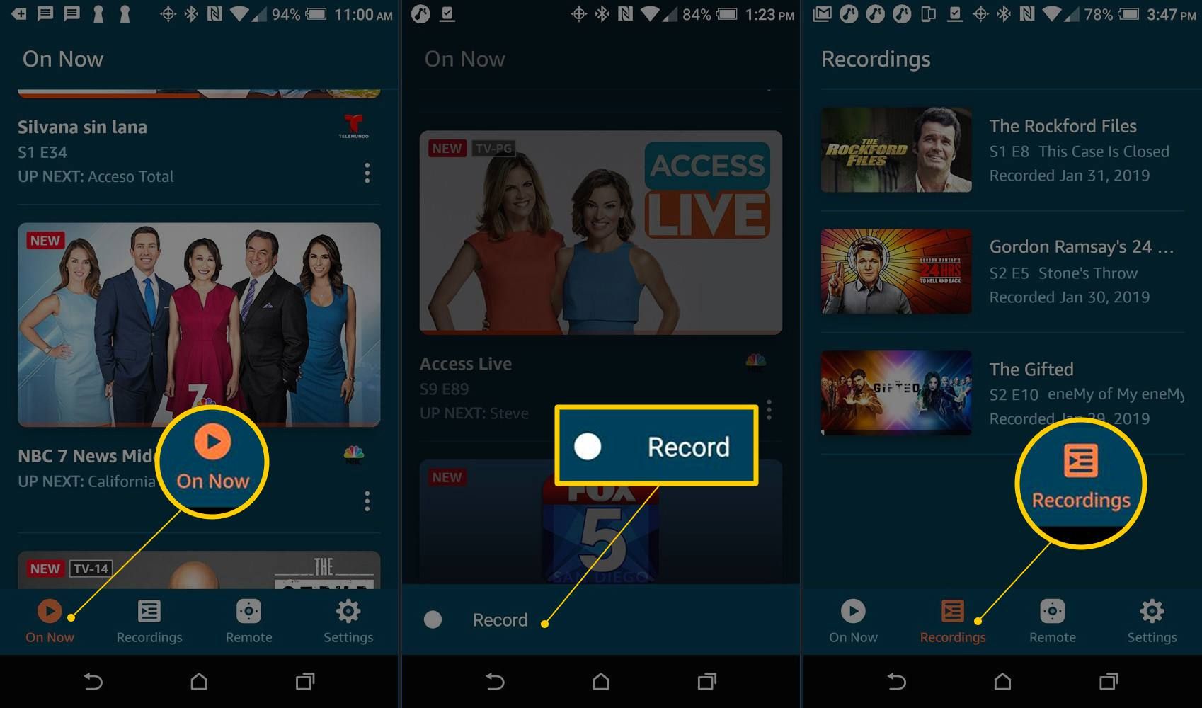 Приложение Amazon Fire TV для Android - Fire TV Recast в прямом эфире или запись