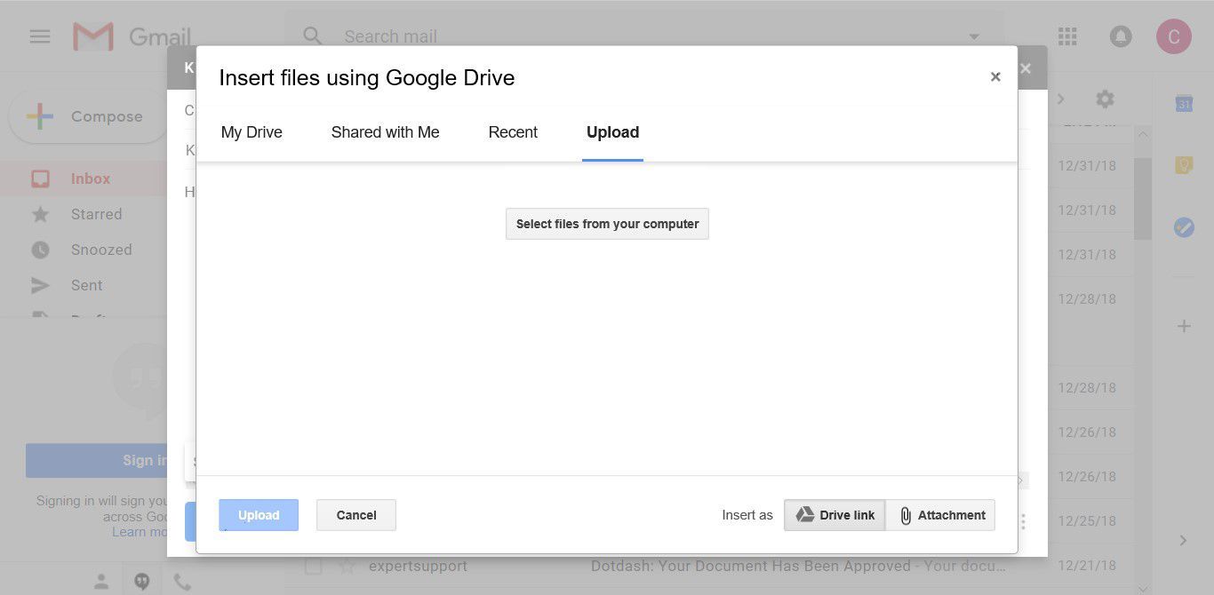 Снимок экрана, показывающий, как загрузить большой видеофайл на Google Drive