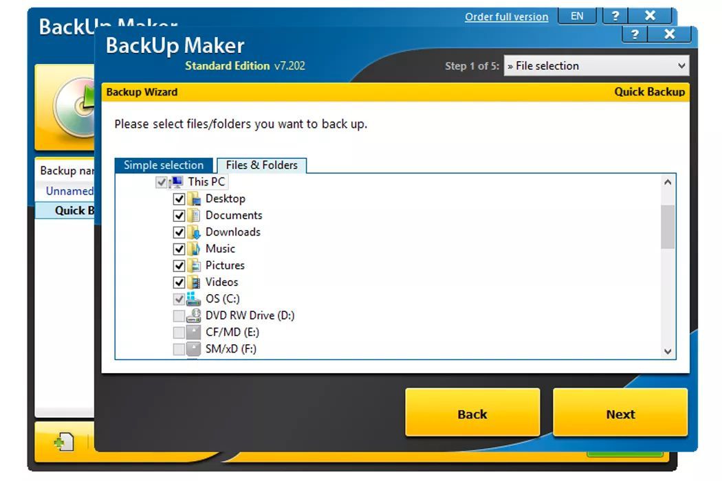BackUp Maker в Windows