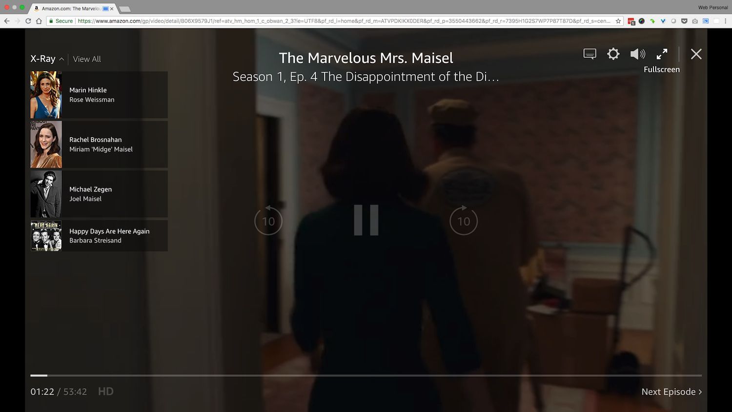 Управление воспроизведением на вашем Mac's screen when Casting to a TV.