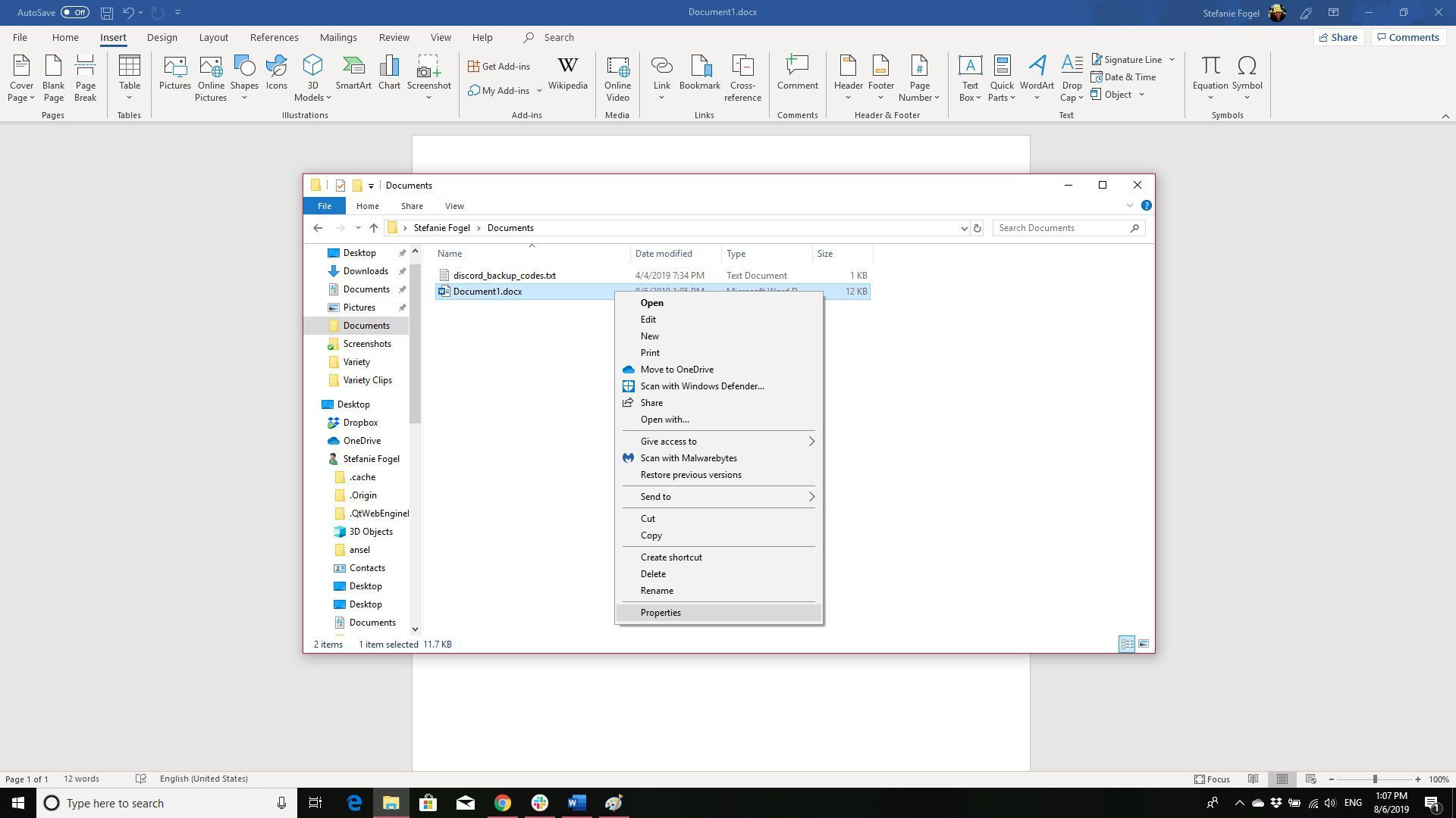 Снимок экрана, показывающий, как добавить тег в документ в проводнике Windows