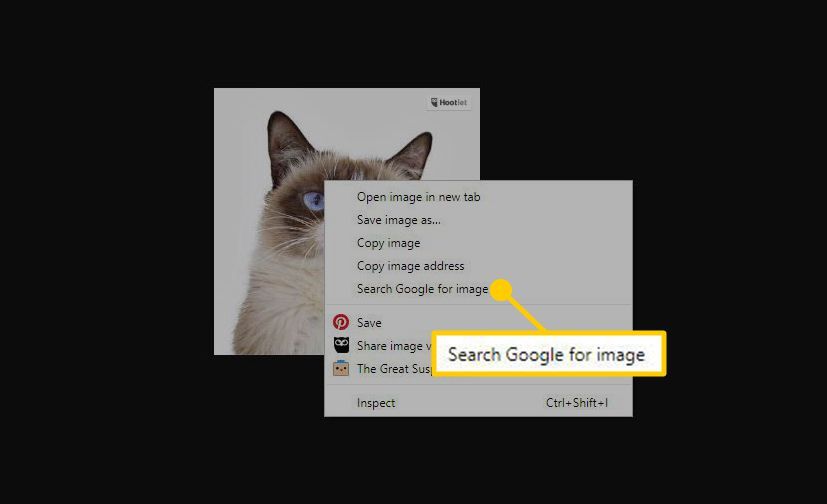 Снимок экрана контекстного меню на изображении с'Search Google for image' highlighted.