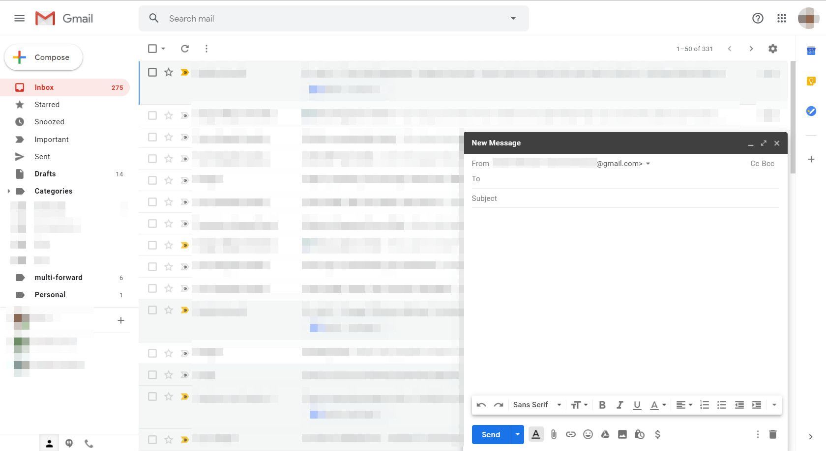 Gmail с новым экраном сообщения