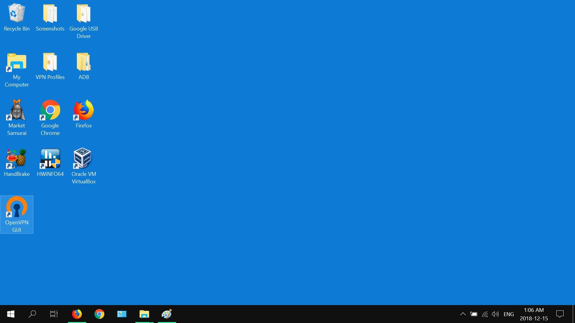 Скриншот открытия OpenVPN в Windows 10.