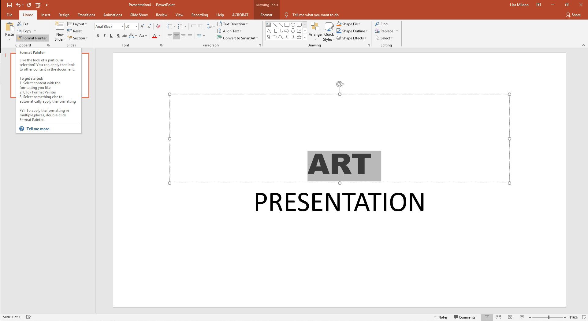 PowerPoint, отображающий диалоговое окно «Редактор формата».